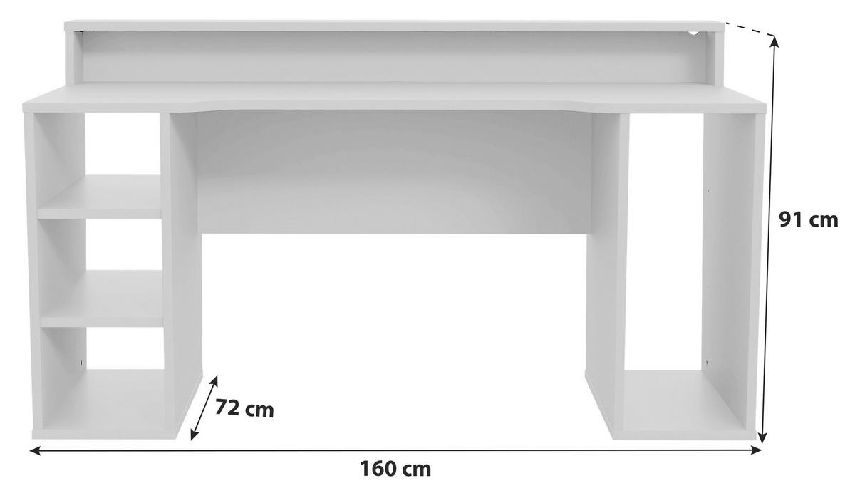 Herní stůl TEZAUR bílá 160CM - bílá/barvy hliníku, Moderní, kov/kompozitní dřevo (160/91/72cm) - MID.YOU