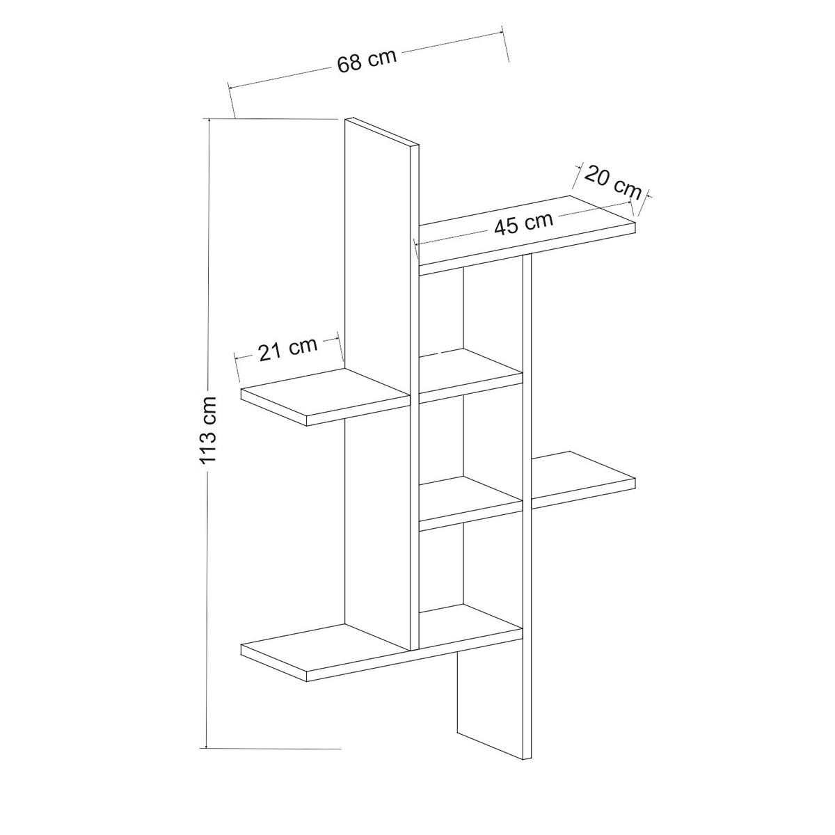 Wandregal Madakaskar Weiß B: 68cm - Weiß, Design, Holzwerkstoff (68/113/20cm) - Livetastic