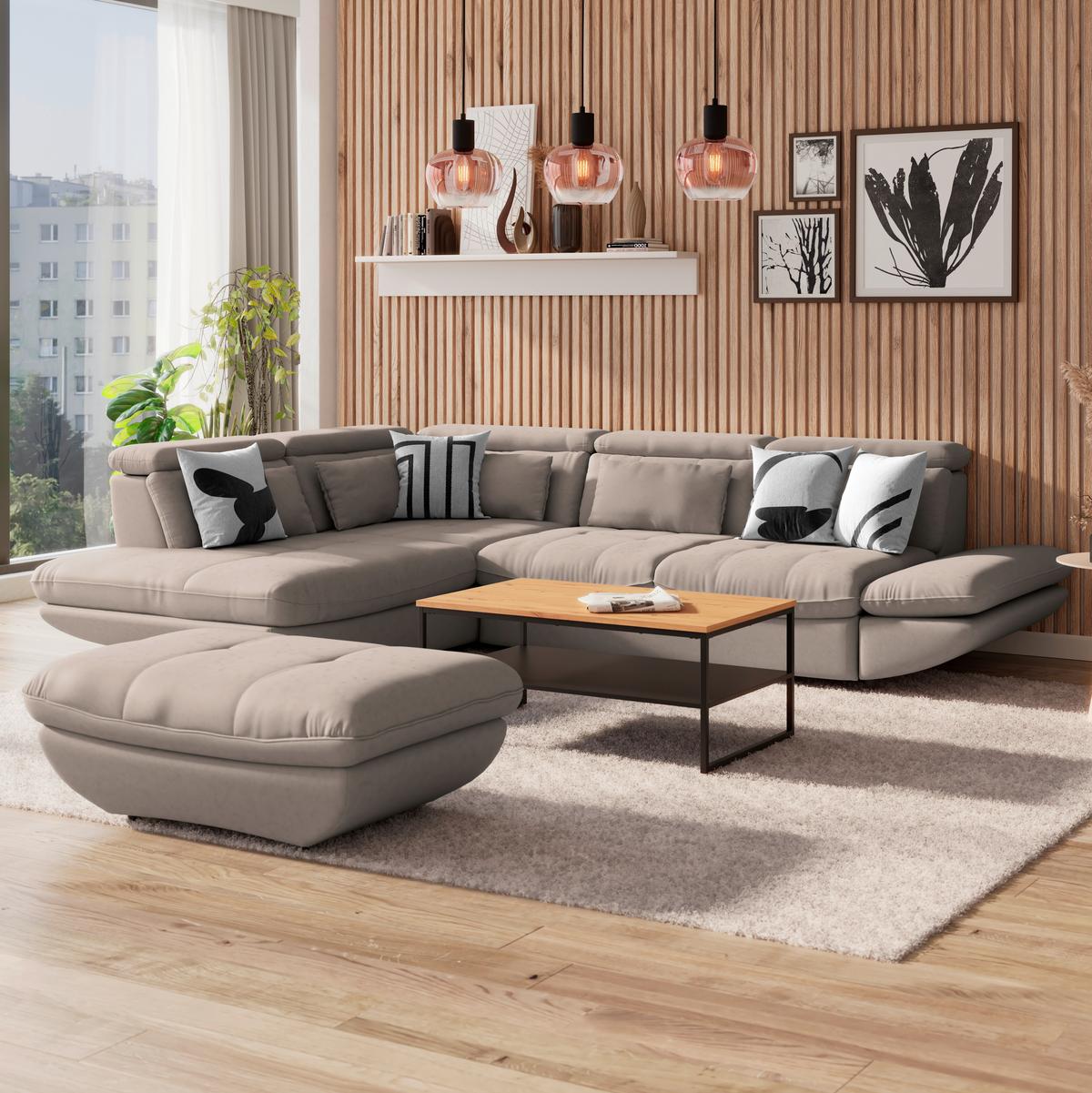 SEDACÍ SOUPRAVA PARK - černá/béžová, Moderní, textil/plast (311/233cm) - Luca Bessoni