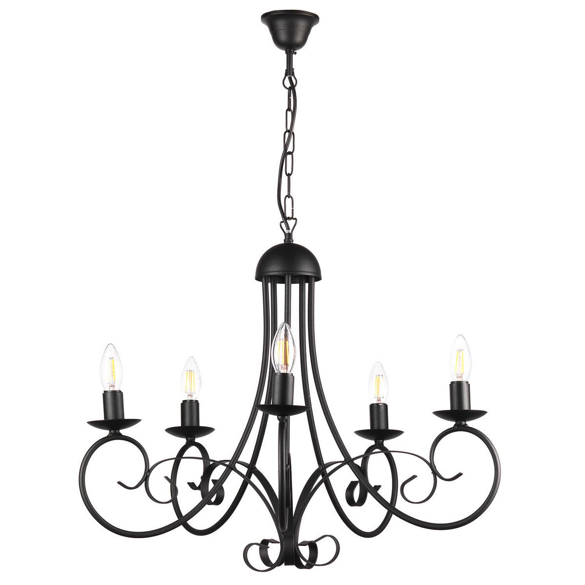 Kronleuchter 4885/5n - Schwarz, KONVENTIONELL, Metall (60/110cm)