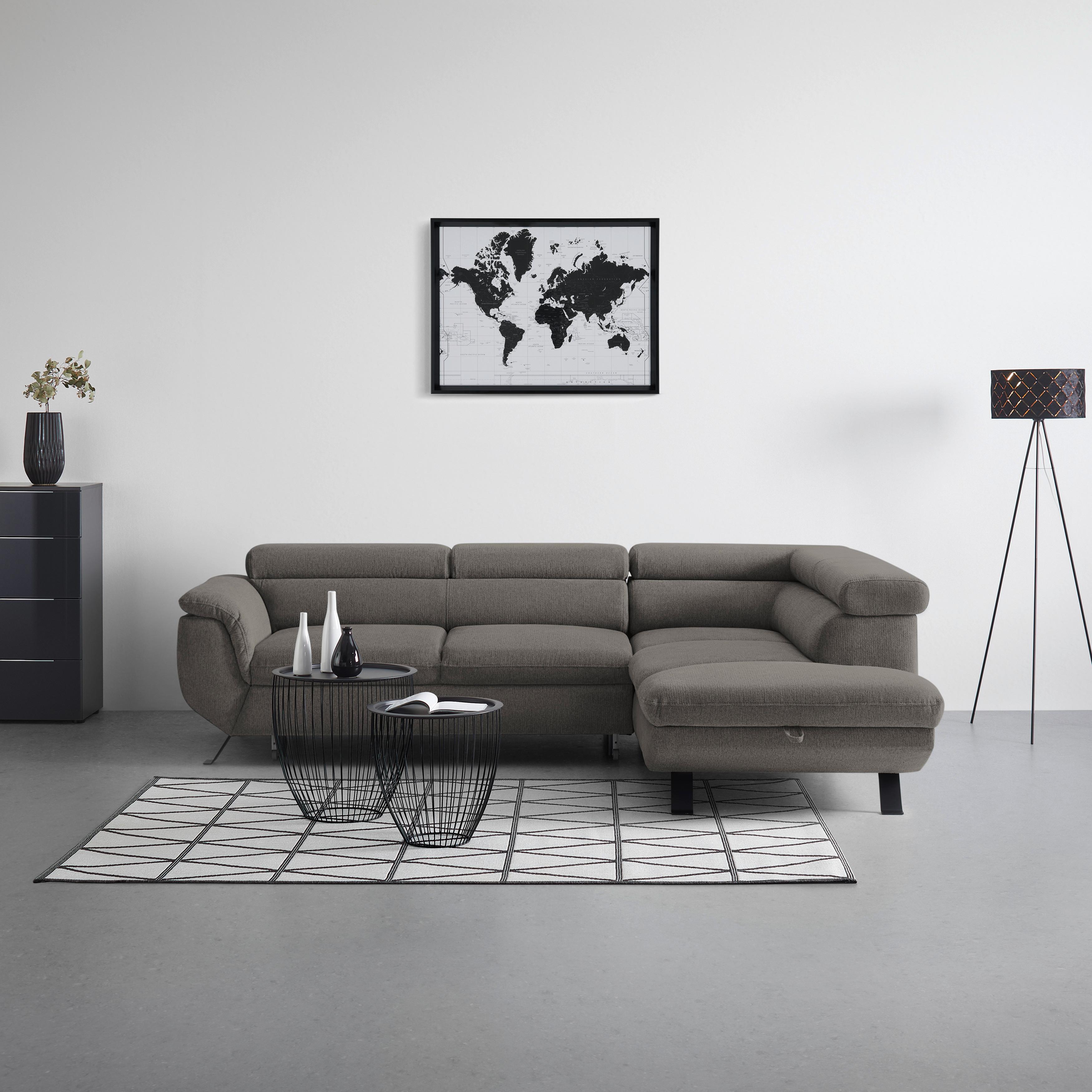 Rohová sedačka RAVEN, pravá, antracitová - čierna/antracitová, Modern, kov/textil (257/198cm) - Mömax