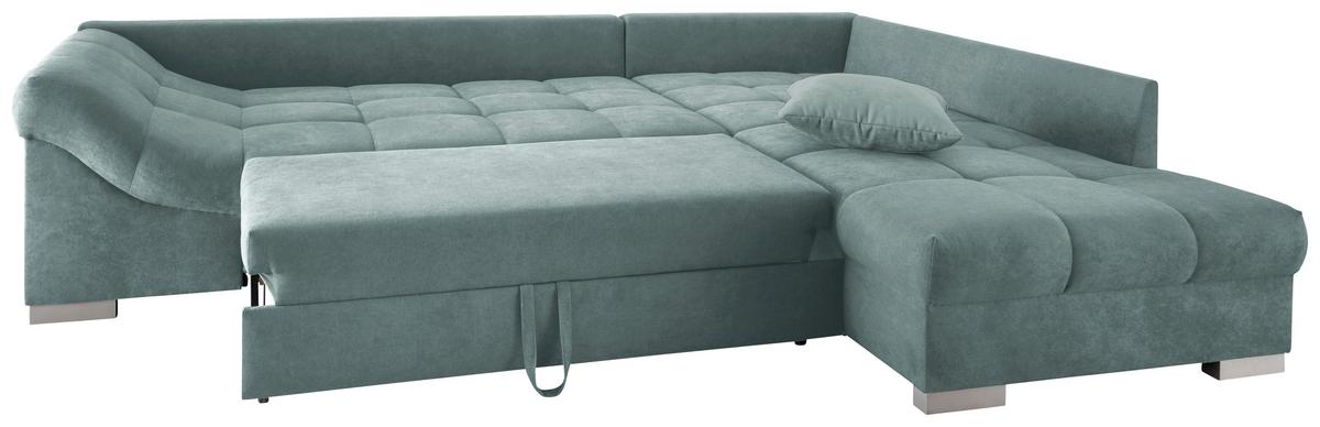 Eckschlafsofa Alvito Mintgrün S: 298/202 Cm - Silberfarben/Mintgrün, Design, Textil (298/202cm) - MID.YOU