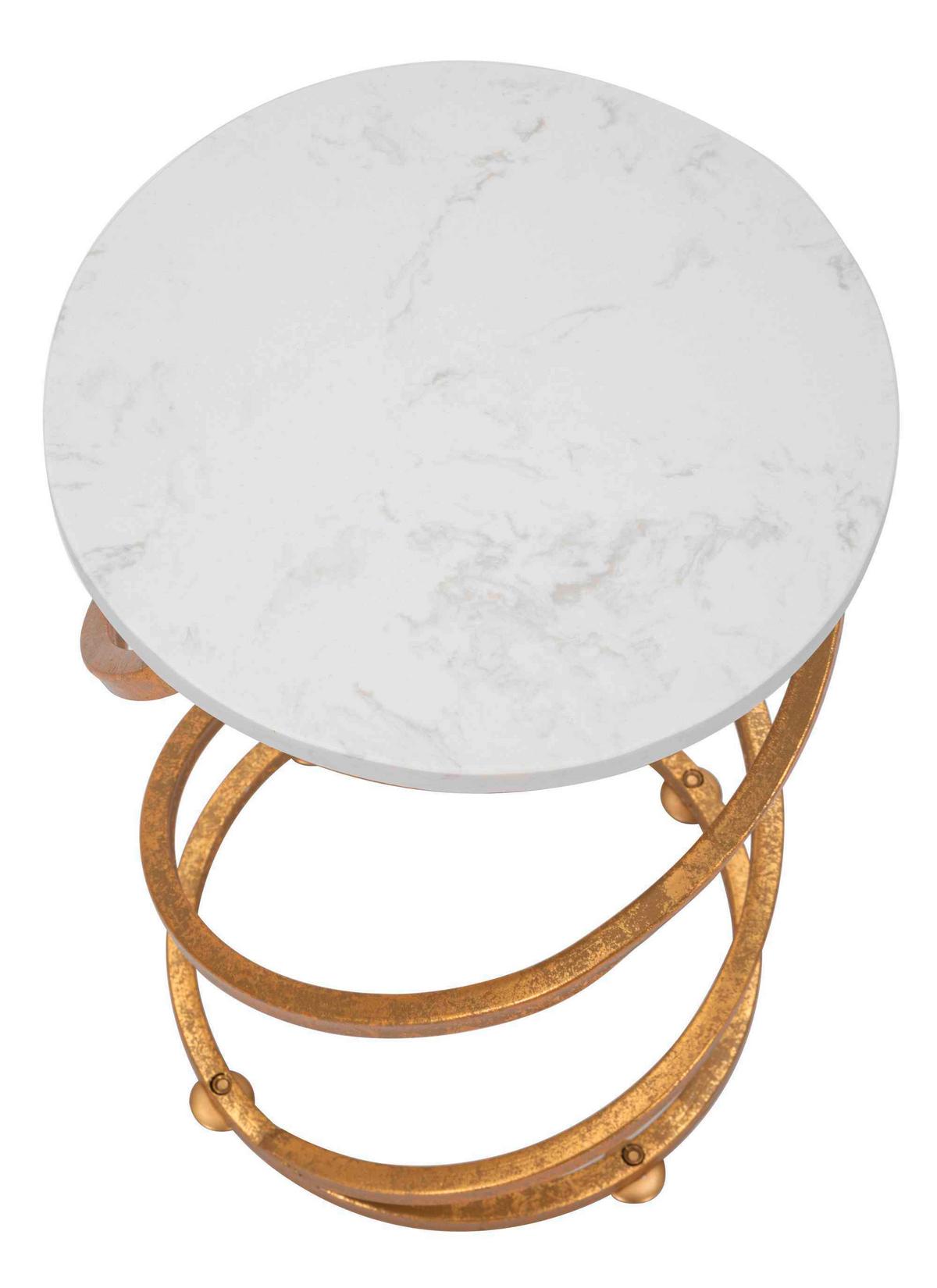 KONFERENČNÝ STOLÍK SPIRAL MARBLE - biela/zlatá, Basics, kov/kameň (27,5/47,5cm)