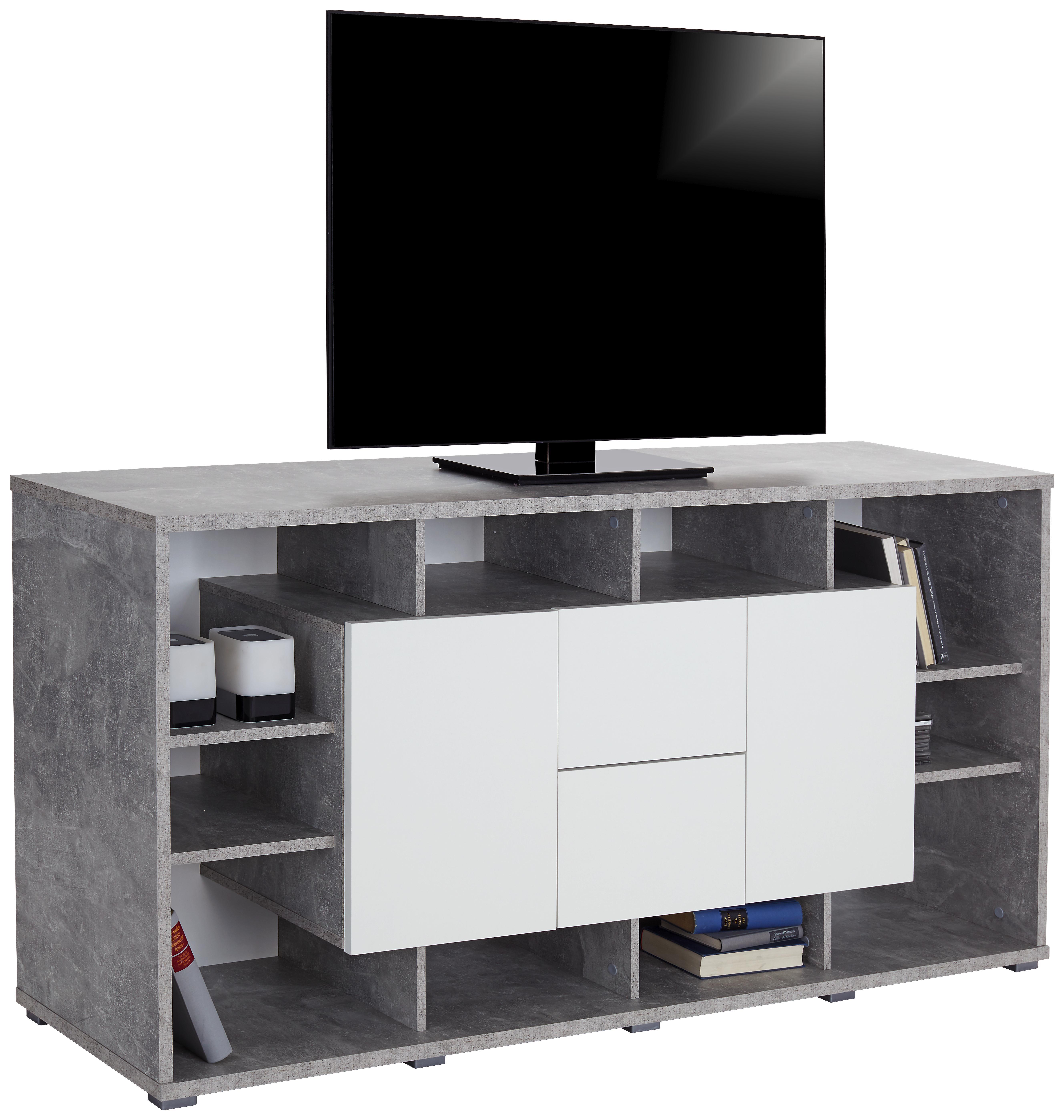 Médiaállvány Light Up Ca 04 - Szürke/Fehér, modern, Faalapú anyag (180/80,4/40cm)