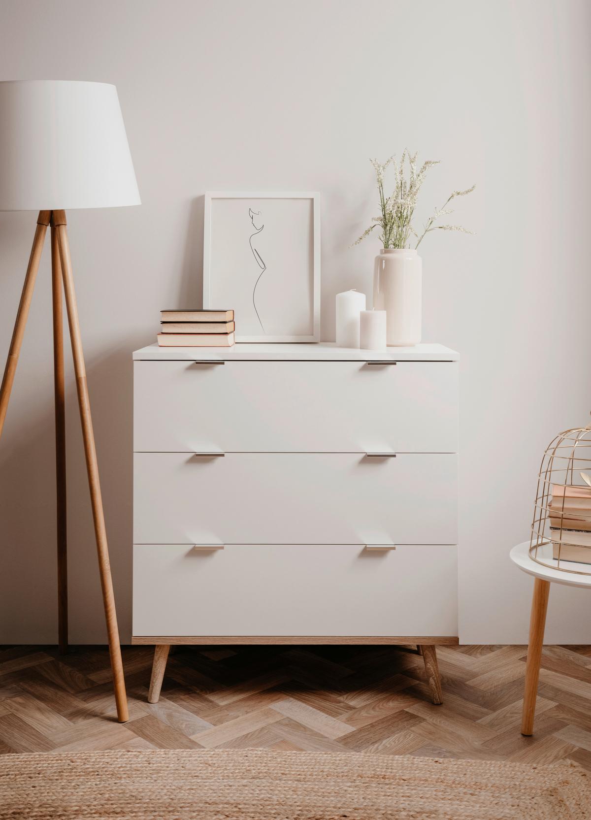 Kommode B 80 Cm Göteborg, Weiß/eiche Dekor - Weiß/Sonoma Eiche, KONVENTIONELL, Holzwerkstoff (80/86,5/40cm) - MID.YOU