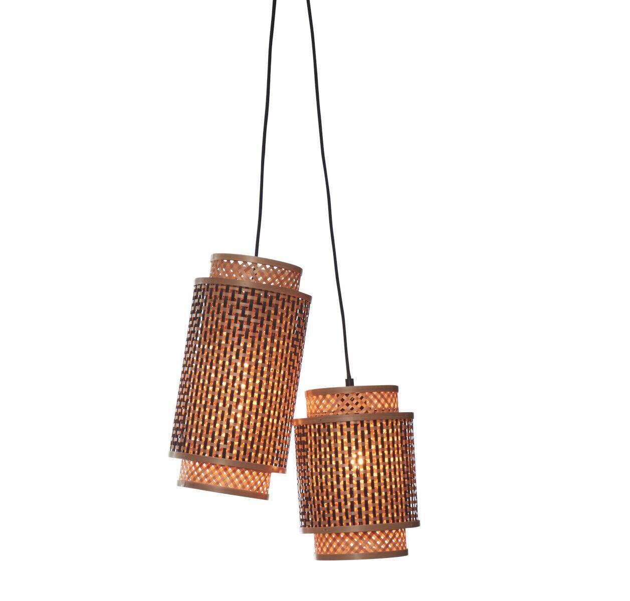 Hängeleuchte Bhutan/H2/Bn - Schwarz/Naturfarben, Trend, Holz (38/18/45cm) - Good & Mojo