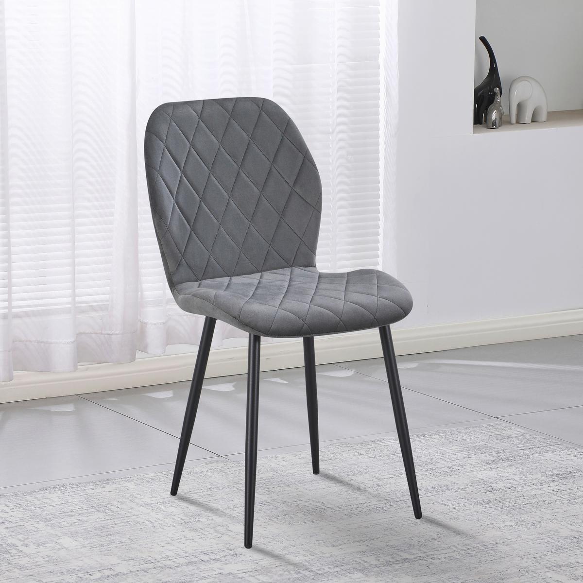 Vierfußstuhl Zoe Samt dunkelgrau, B: 58cm - Dunkelgrau/Schwarz, Trend, Textil/Metall (58/85/47cm)