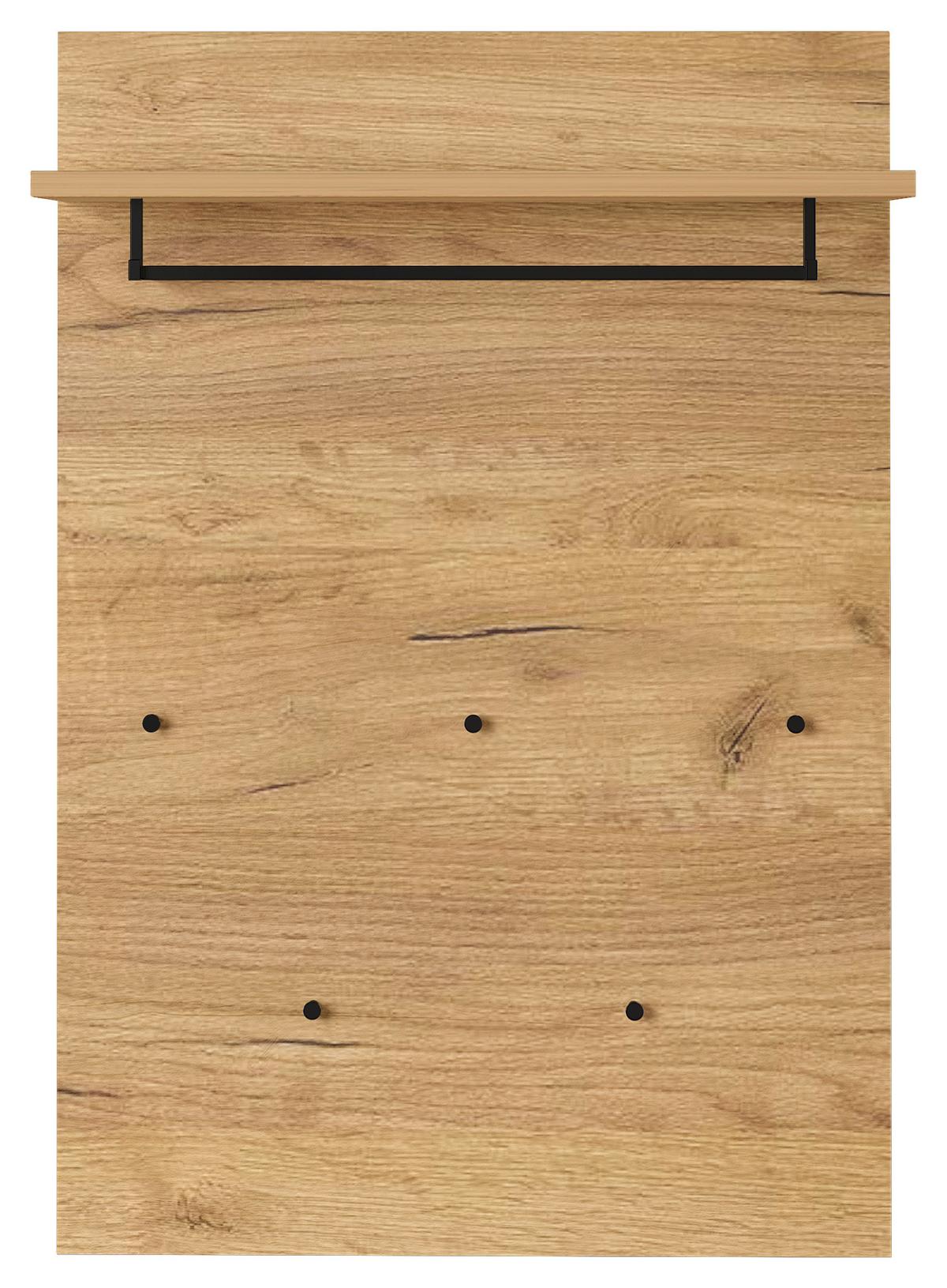 Garderobenpaneel GW-Fremont Eiche Dekor + Hutablage B 75cm - Eichefarben, KONVENTIONELL, Holzwerkstoff (75/110/30cm) - Germania