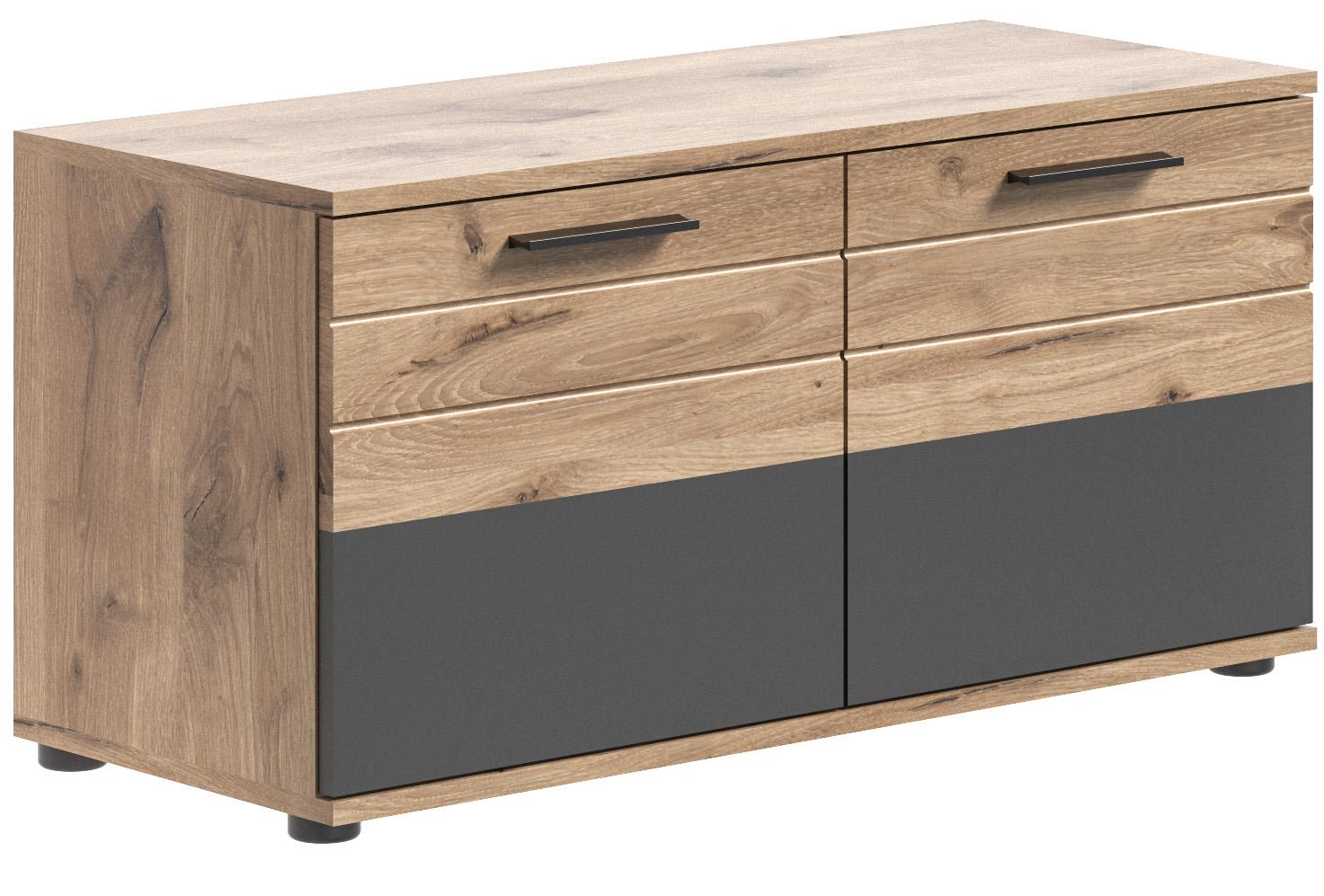 Garderobenbank Mason B: 90 cm 2 Türen Eichefarben/Grau