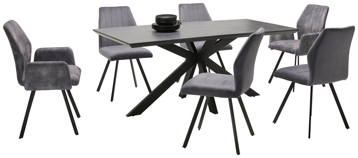Esstisch Steve 1 180x90 Cm Schwarz - Schwarz, MODERN, Keramik/Holzwerkstoff (180/76/90cm)