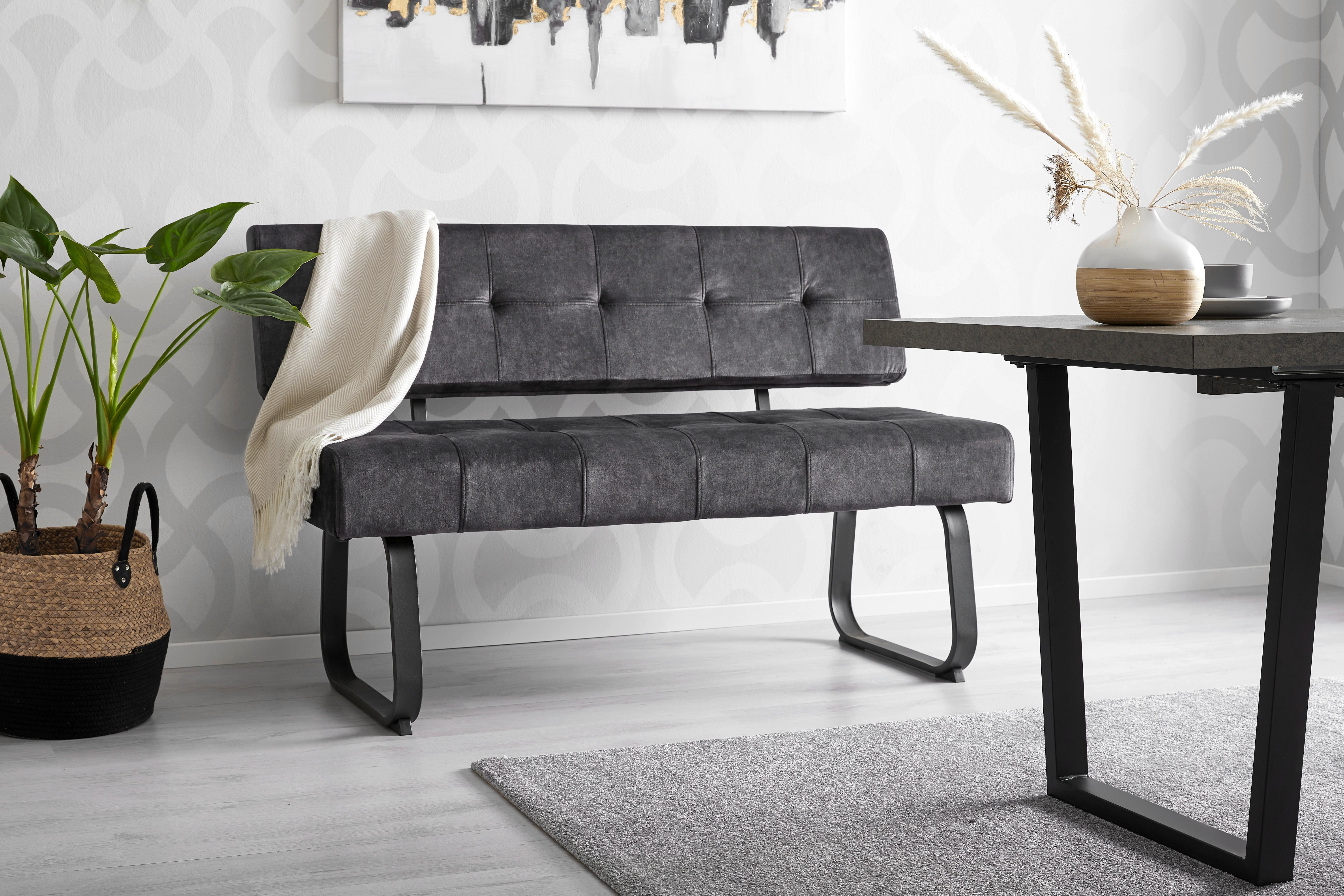 SEDACÍ LAVICE LUISE - antracitová, Moderní, kov/textil (140/90,5/64cm) - Mömax