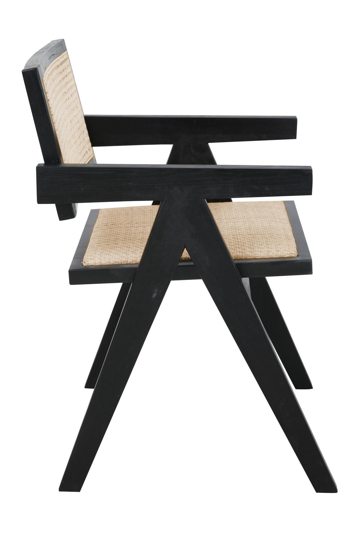 ARMLEHNSTUHL Schwarz/Naturfarben B: 52cm - Schwarz/Naturfarben, MODERN, Holz (52/78/58cm) - MID.YOU