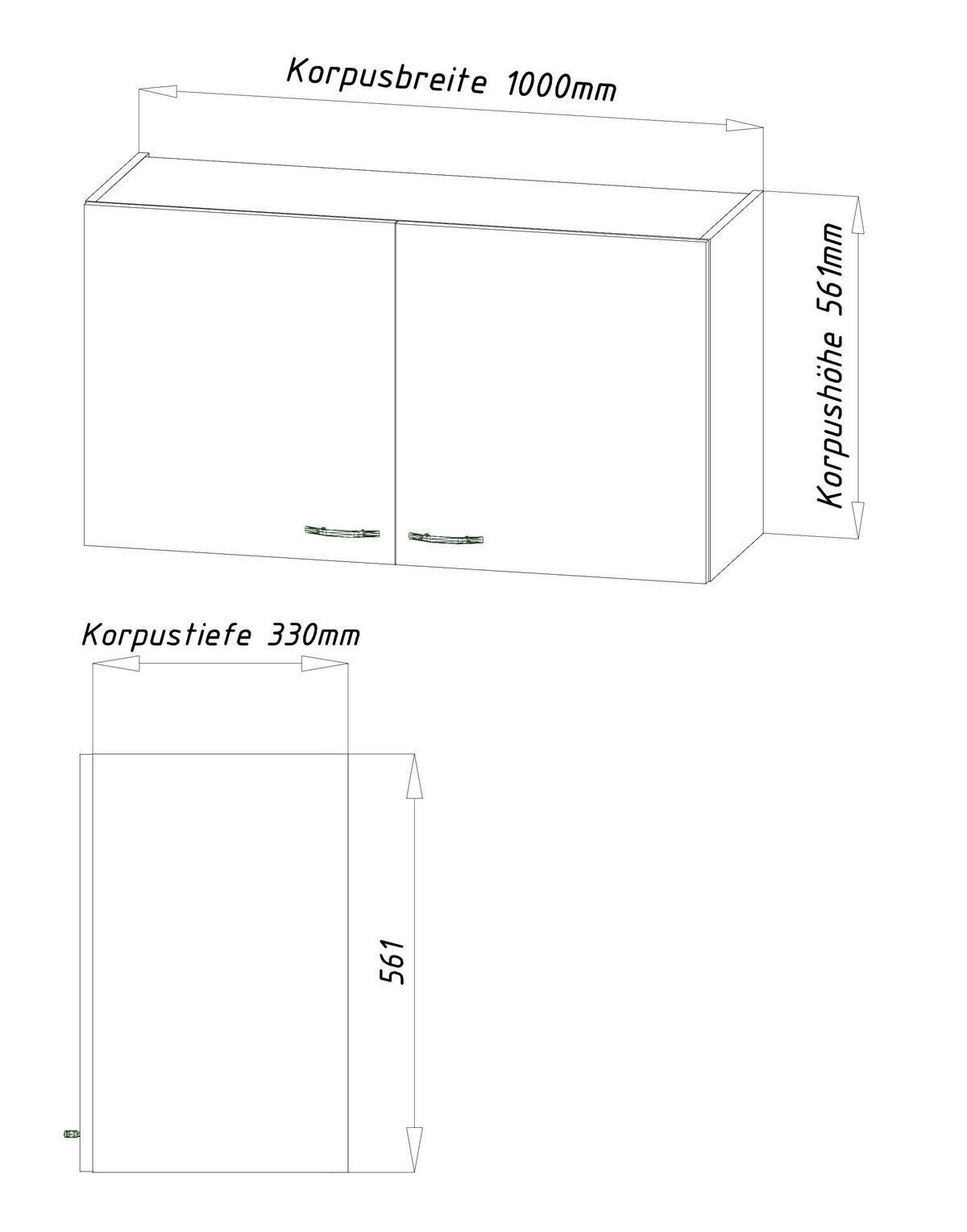 Miniküche M. Kühlschrank + Kochfeld 100 Cm Weiß Dekor - Weiß, MODERN, Holzwerkstoff/Metall (100cm) - Respekta