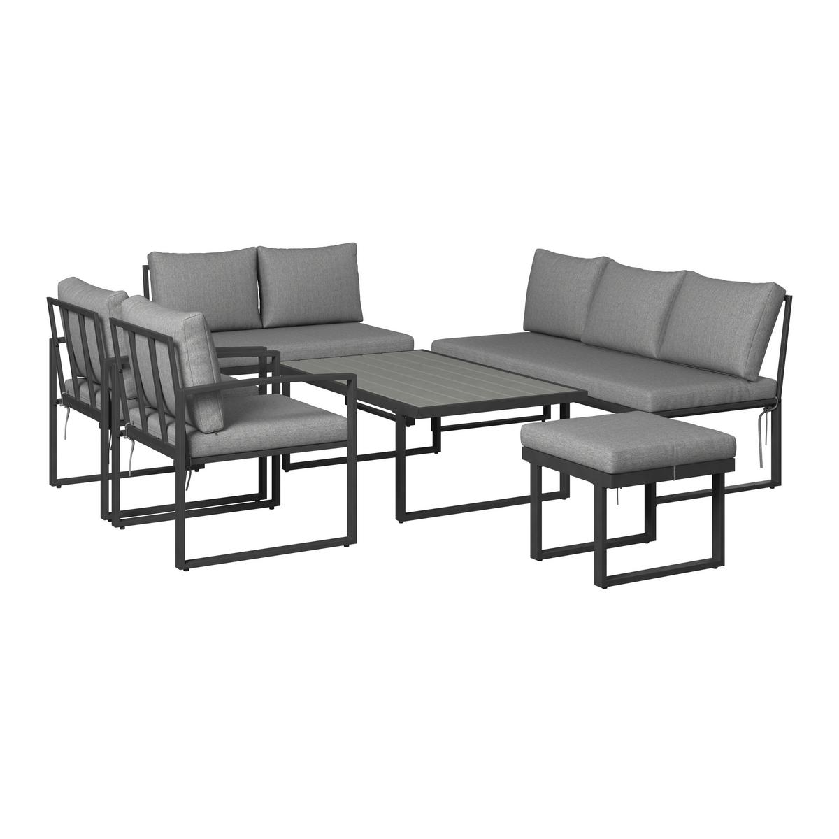 Loungegarnitur Salvador - Dunkelgrau/Grau, MODERN, Holzwerkstoff/Textil (165/72/68cm) - Beldano