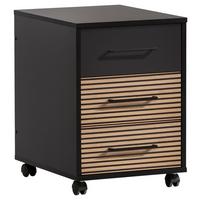 Rollcontainer Hank - Schwarz/Eiche Artisan, MODERN, Holzwerkstoff/Kunststoff (40,1/57/50cm) - MID.YOU