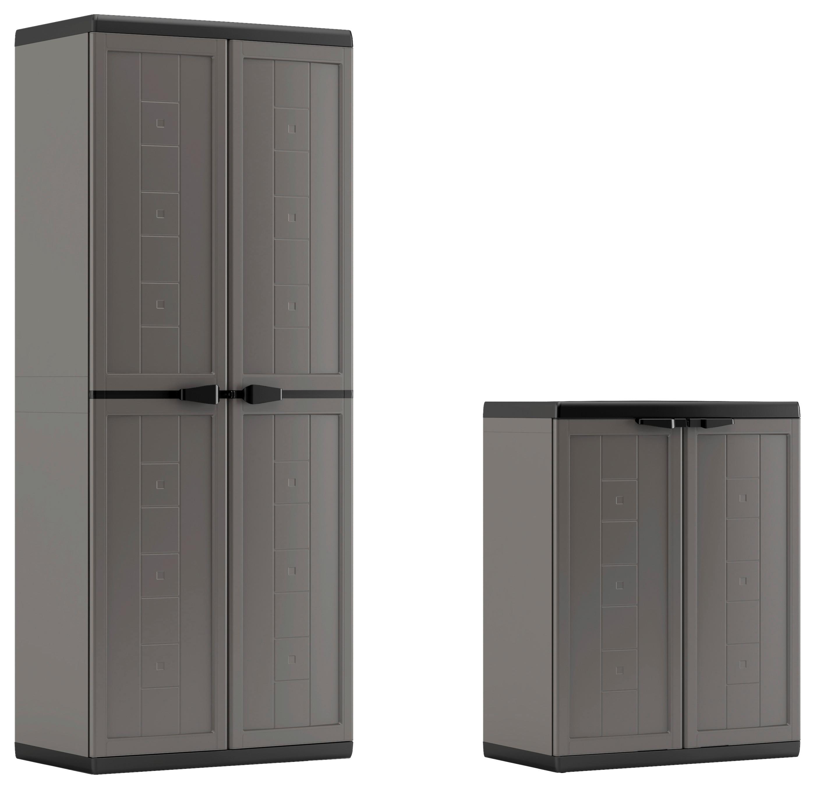 Mehrzweckschrank E-Com Jolly Anthrazit/Grau 136x166 cm - Anthrazit/Grau, Design, Kunststoff (136/166/39cm) - Keter