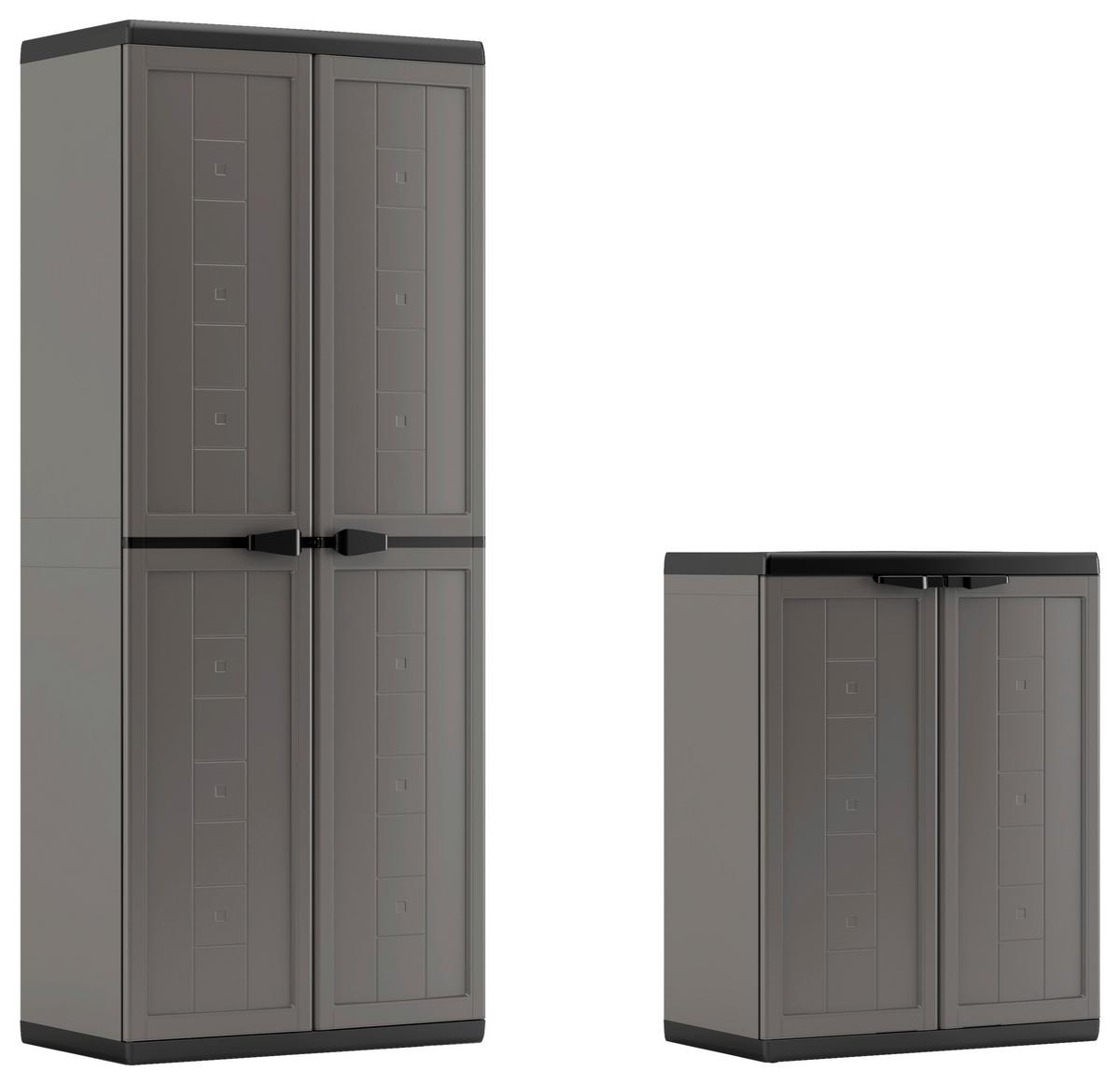 Mehrzweckschrank E-Com Jolly Anthrazit/Grau 136x166 cm - Anthrazit/Grau, Design, Kunststoff (136/166/39cm) - Keter