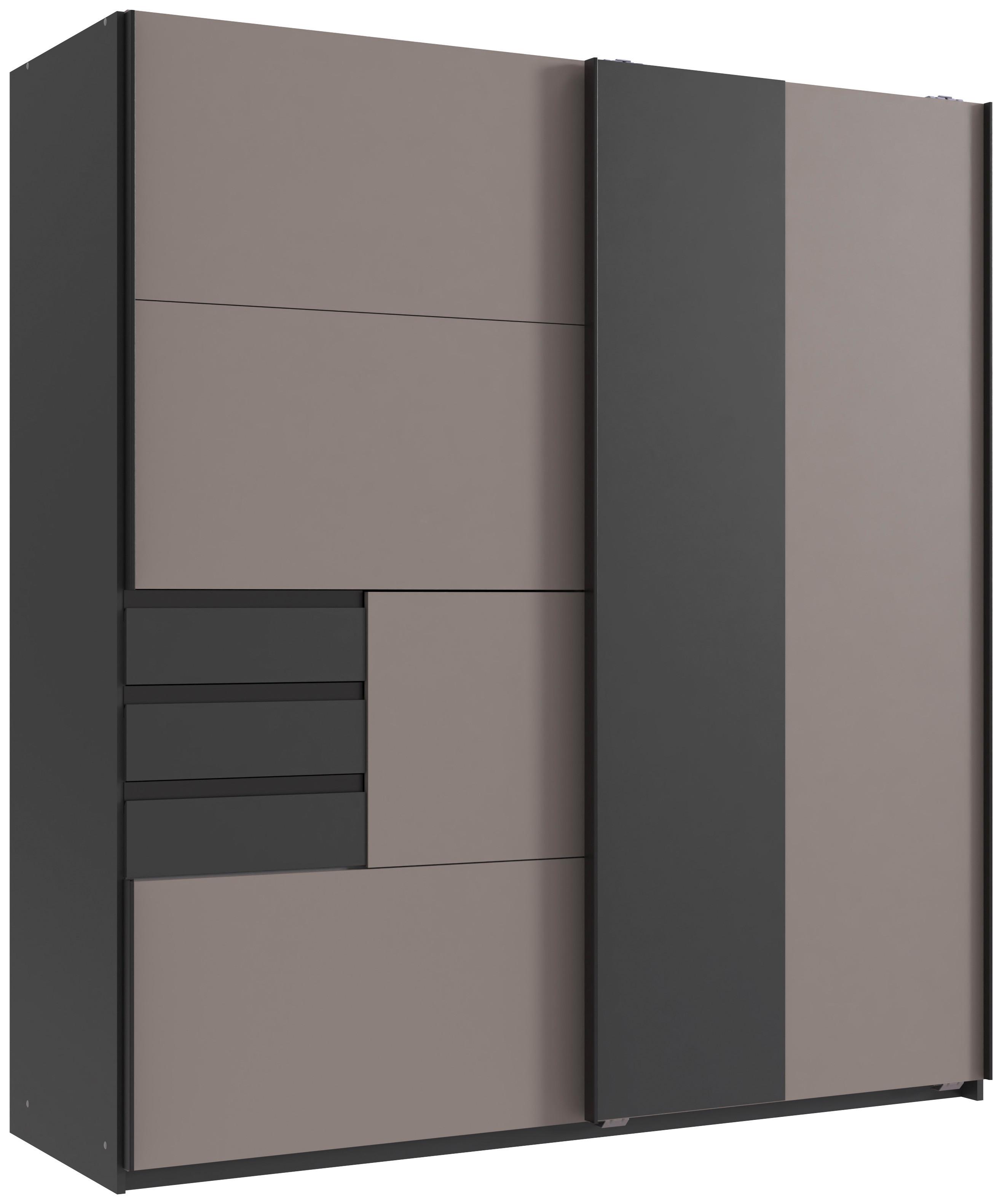 Schwebetürenschrank 180cm Coburg Graphitfarben/Sahara - Beige/Graphitfarben, MODERN, Holzwerkstoff (180/198/65cm) - MID.YOU