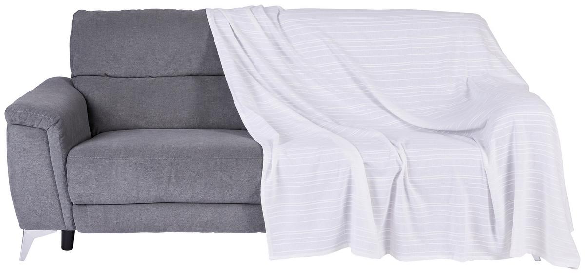 Tagesdecke Kamila 200x200 cm Grau/Weiß, Baumwolle - Weiß, KONVENTIONELL, Textil (200/200cm) - Ondega