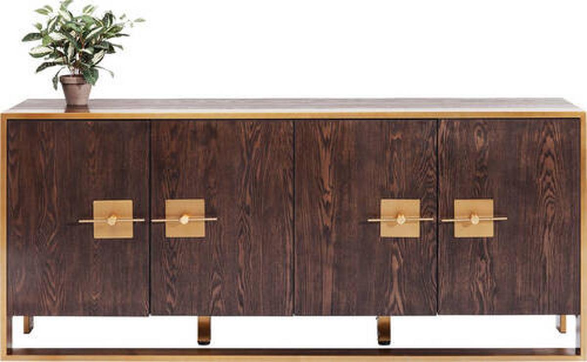 Sideboard 180 Cm Osaka, Braun/messingfarben - Messingfarben/Braun, Trend, Holzwerkstoff/Metall (180/80/40cm) - Kare-Design
