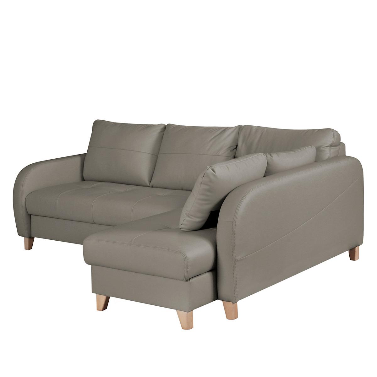 Ecksofa Compact Schlammfarben B: 227x168 cm - Schlammfarben/Buchefarben, Design, Leder/Textil (227/168cm) - Livetastic