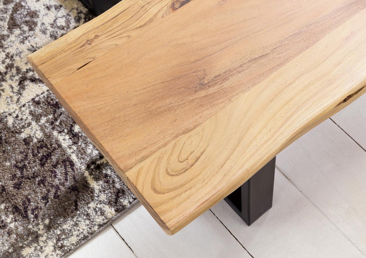 Lavica z masívneho dreva Gaya š: ca. 160 cm - čierna/farba akácie, Design, kov/drevo (160/45/40cm) - MID.YOU