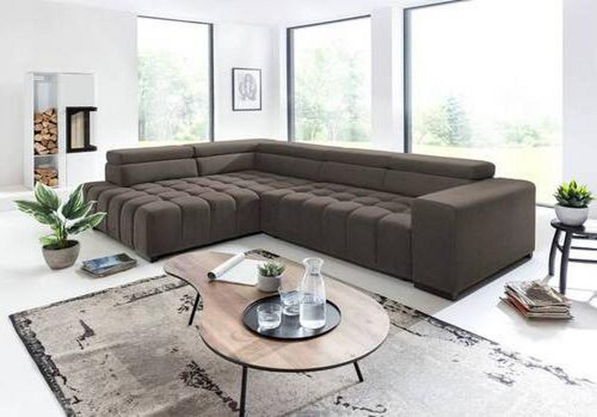 Eckschlafsofa Elias Neu Braun S: 201 cm - Schwarz/Braun, Design, Textil (201/307cm) - Livetastic