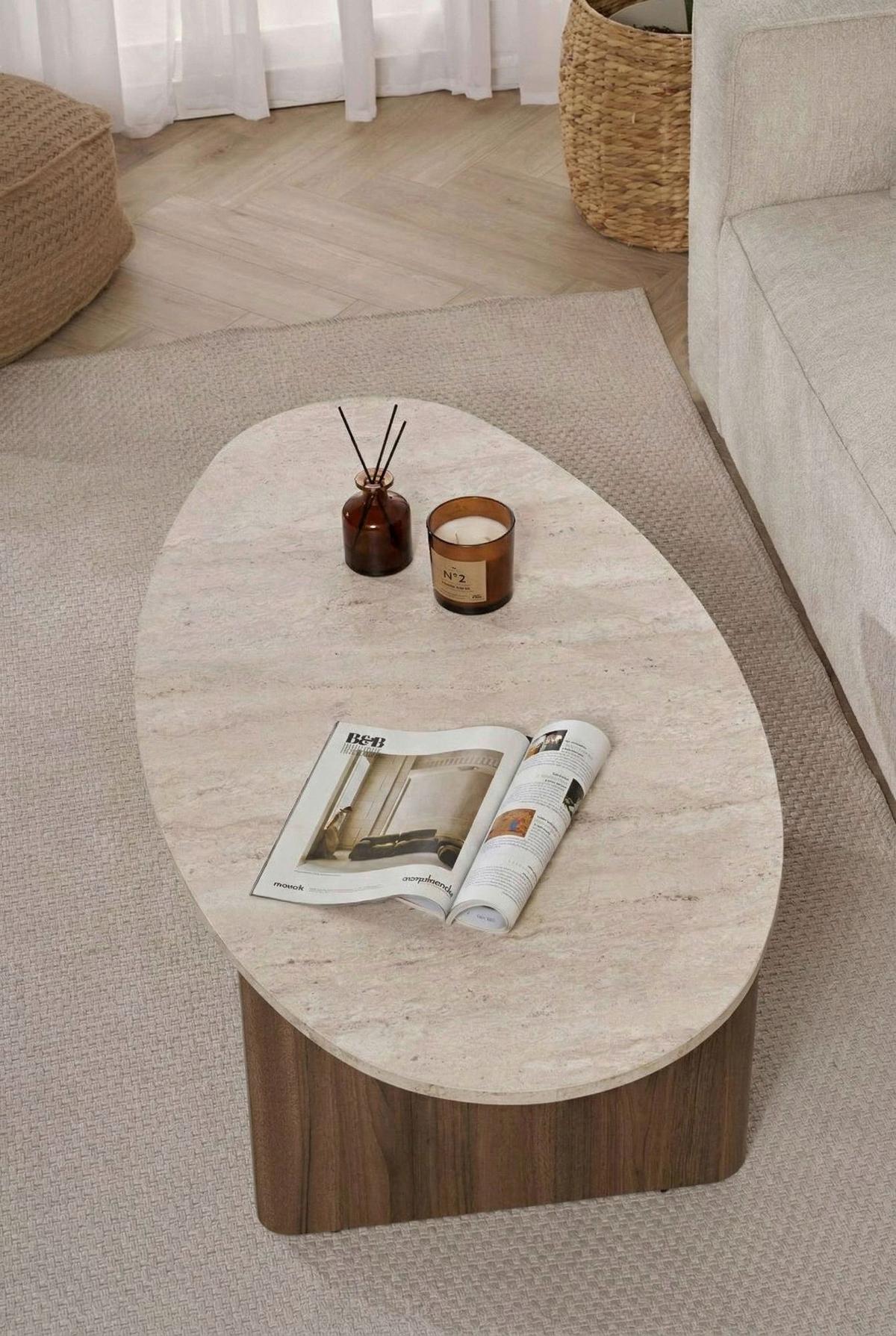 Couchtisch Orba Creme/Walnussfarben L: 120cm - Walnussfarben/Creme, Design, Holzwerkstoff (120/40/65cm) - MID.YOU