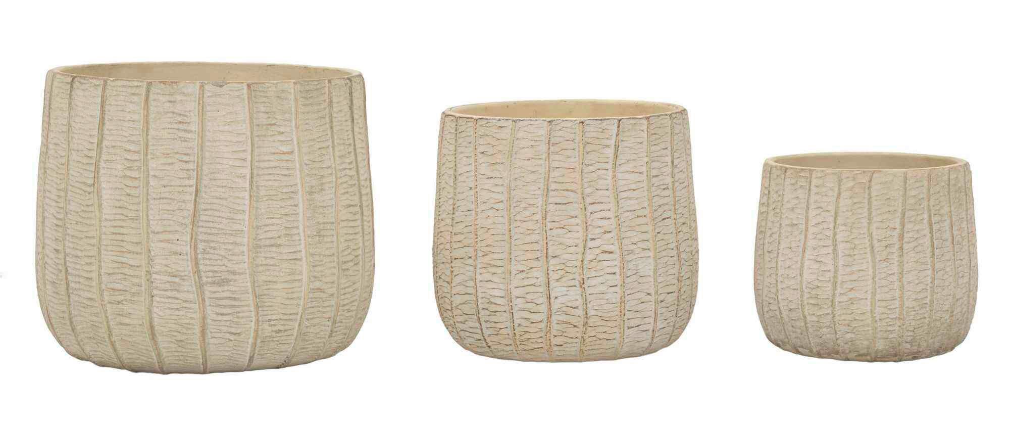 Vase Cachepot Flake Set 3 Stk Creme B: 30,5 cm - Creme, Basics, Keramik (30,5/27/30,5cm)