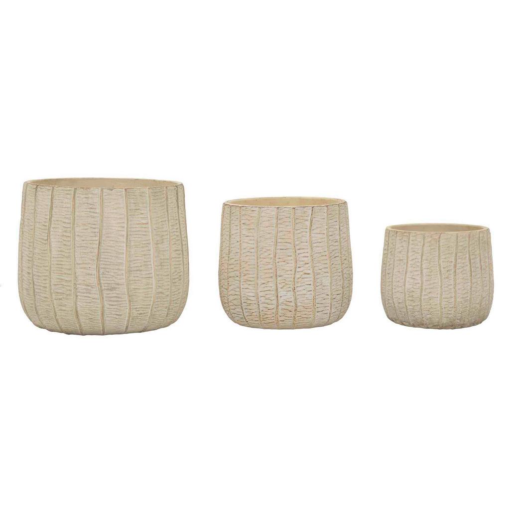 Vase Cachepot Flake Set 3 Stk Creme B: 30,5 cm