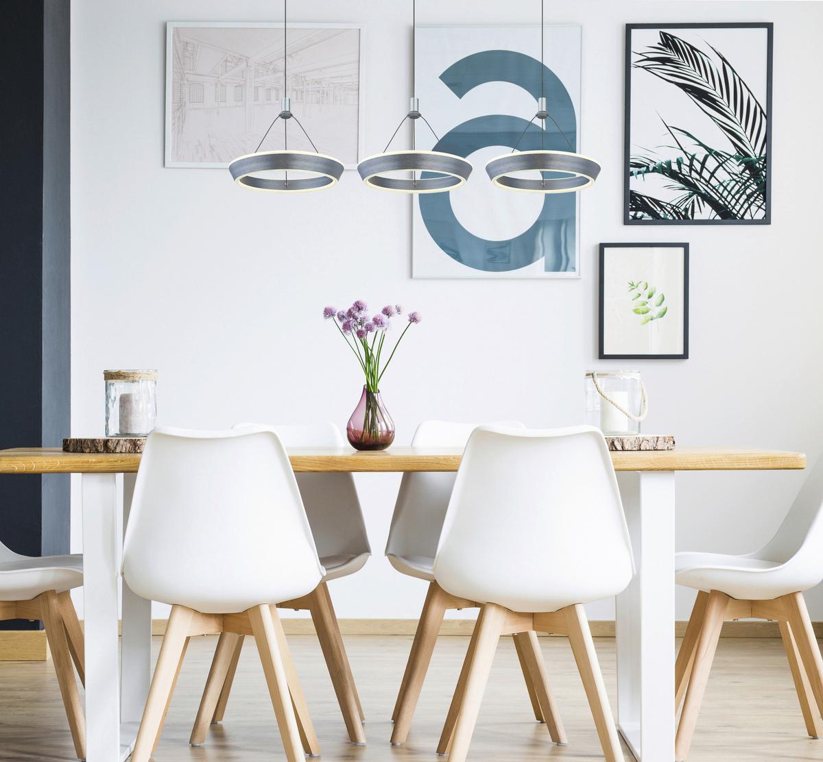 LED-Hängeleuchte 67316-3 - Titanfarben/Opal, Design, Kunststoff/Metall (97,5/30,4/200cm) - Globo