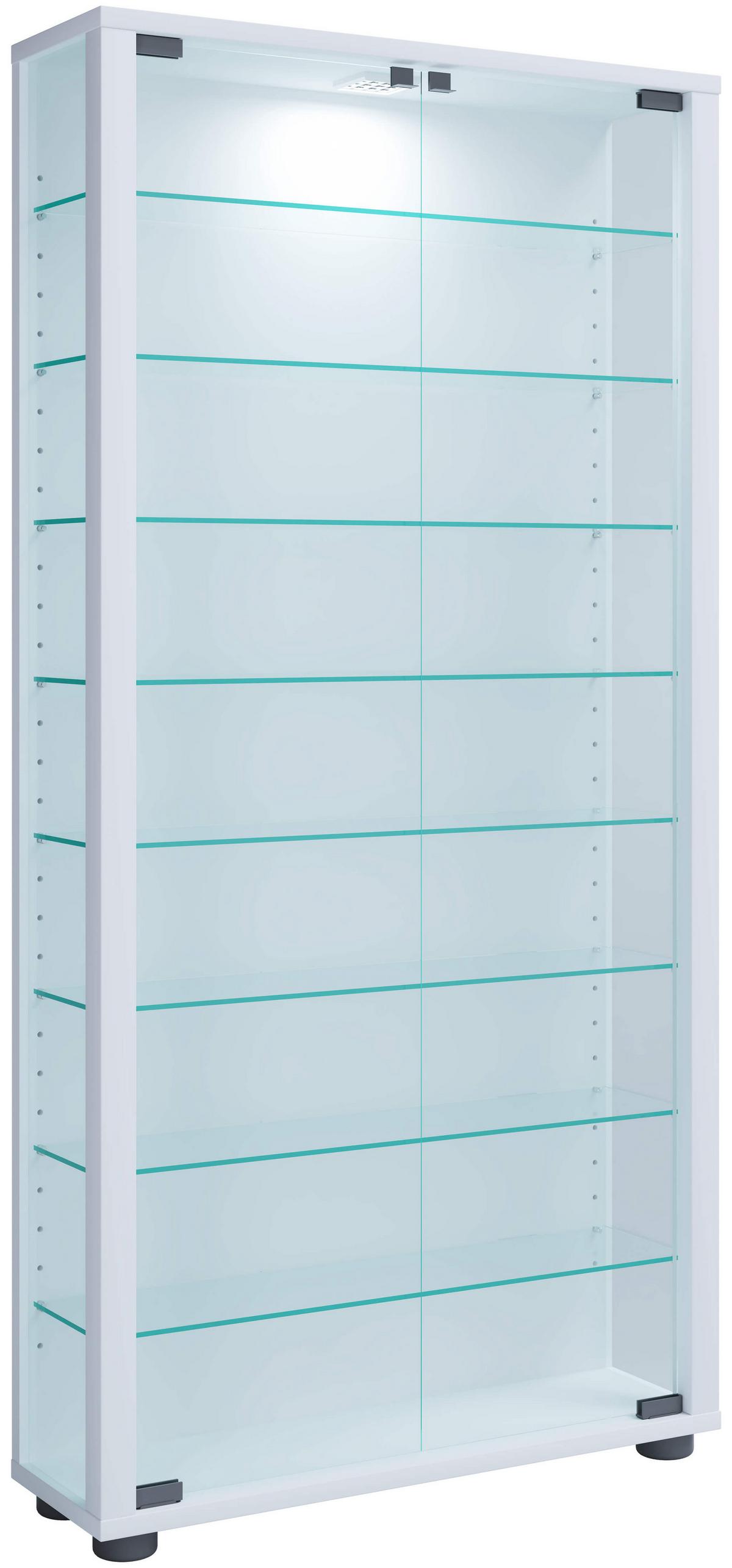 Vitrin Lumo Maxi - fehér, Design, faalapú anyag/üveg (59/114/18cm) - MID.YOU