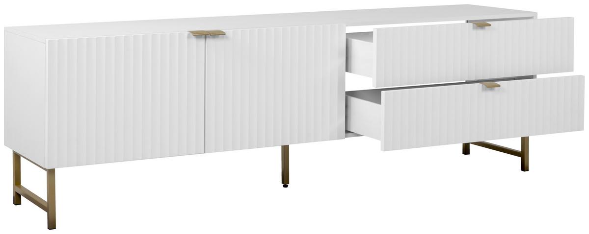TV-Lowboard Edinburgh B: 179 cm Weiß - Goldfarben/Weiß, Design, Holzwerkstoff (179/61/41cm) - MID.YOU