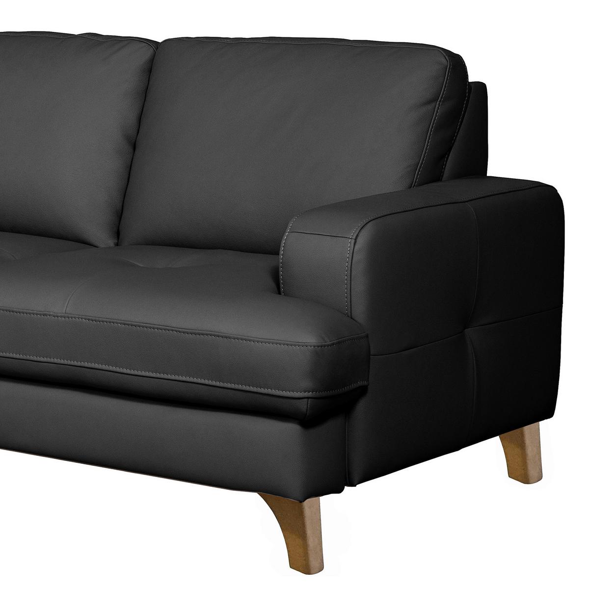 Ecksofa Fargo Schwarz B: 190x234 Cm - Buchefarben/Schwarz, Design, Leder/Textil (190/234cm) - Livetastic