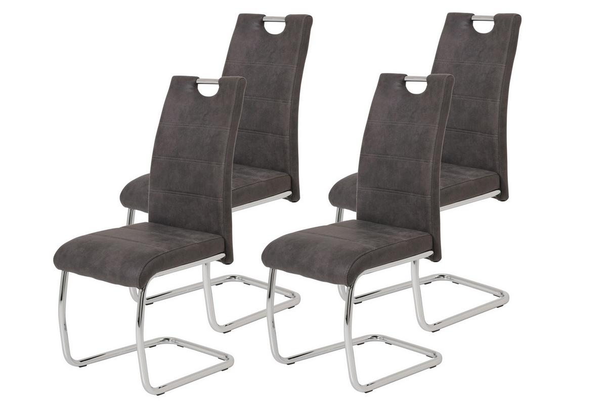 Schwingstuhl-Set Flora Anthrazit B: 43 cm - Chromfarben/Anthrazit, MODERN, Textil/Metall (43/98/59cm) - MID.YOU