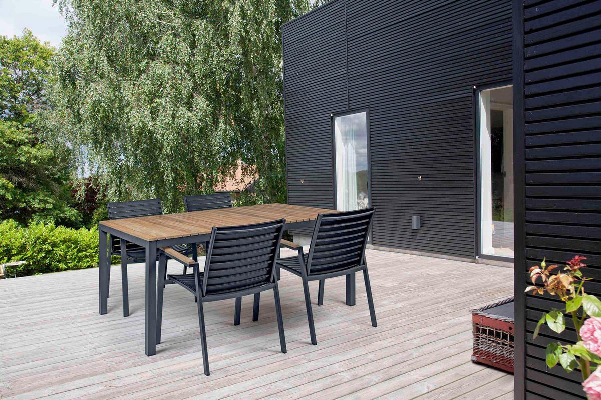 Gartentisch Mood Extreme Teakholz/Metall L 167,5 cm - Anthrazit/Teakfarben, KONVENTIONELL, Holz/Metall (167,5/100/74cm) - Gardenson