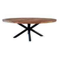 Esstisch Industrial Round - Schwarz/Braun, Natur, Holz/Metall (180/100/77cm) - MID.YOU