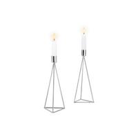 Kerzenständer-Set Eisen für Stabkerzen 2-teilig - Silberfarben, Basics, Metall (9,5/24,2cm) - Echtwerk