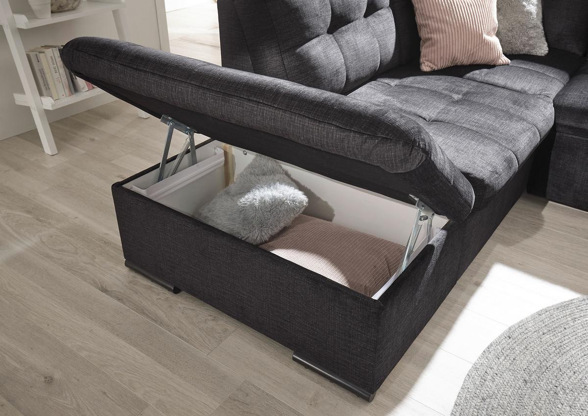 Ecksofa Estrella Schwarz S: 217x283 Cm - Schwarz, KONVENTIONELL, Textil (217/283cm) - MID.YOU