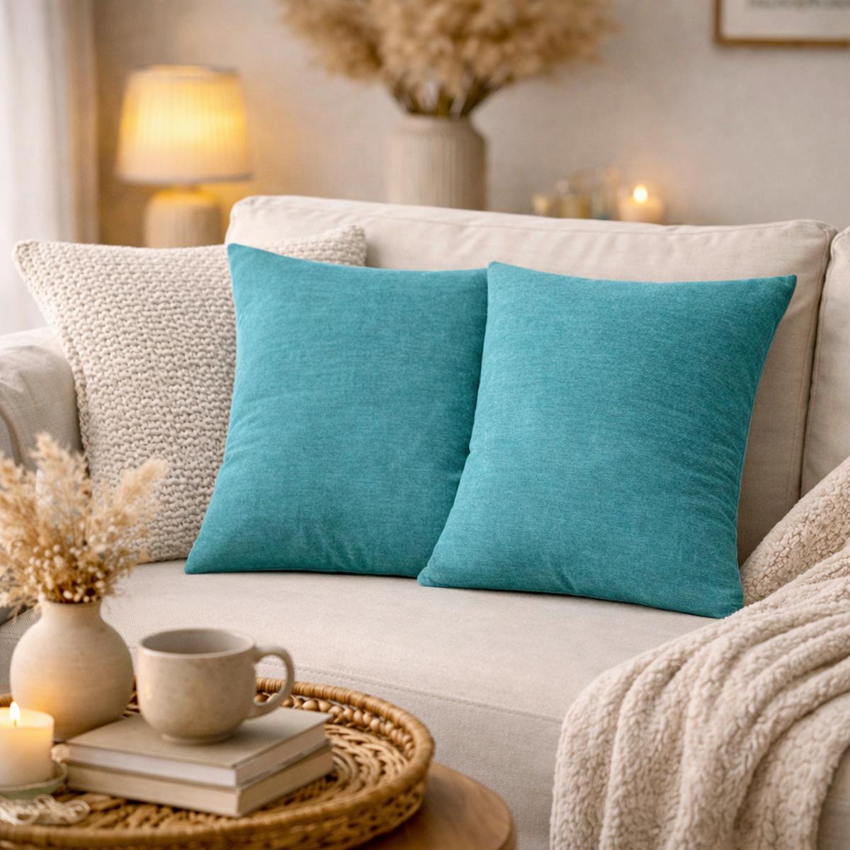Kissenhüllen-set Elmer - Petrol, Basics, Textil (50/50cm)