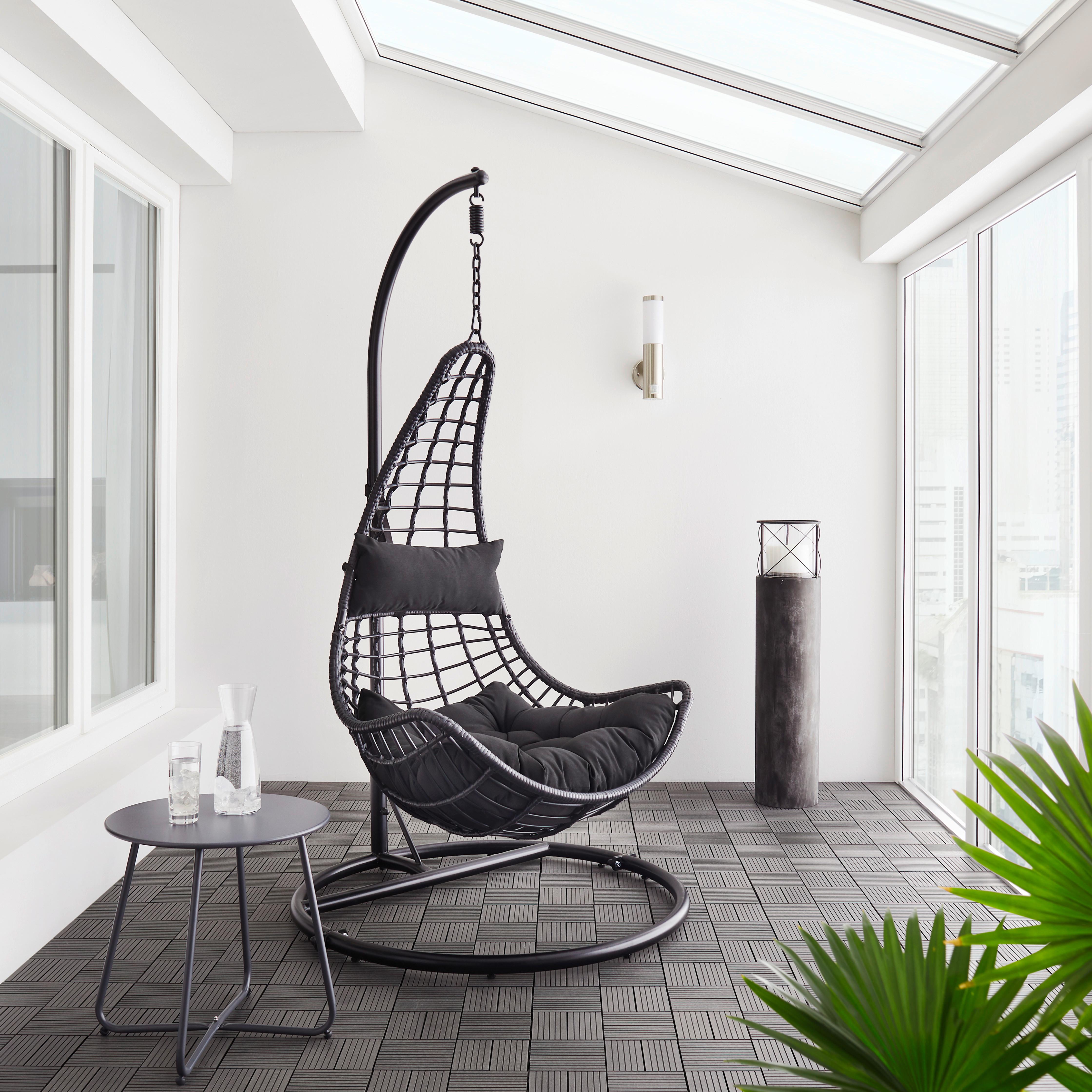 Závěsné Křeslo Caitlin Černá - černá, kov/textil (110/198/105cm) - Bessagi Garden