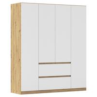 Drehtürenschrank Mainz Eiche Artisan B: 181 cm - Weiß/Eiche Artisan, Basics, Holzwerkstoff (181/210/54cm) - Rauch Möbel