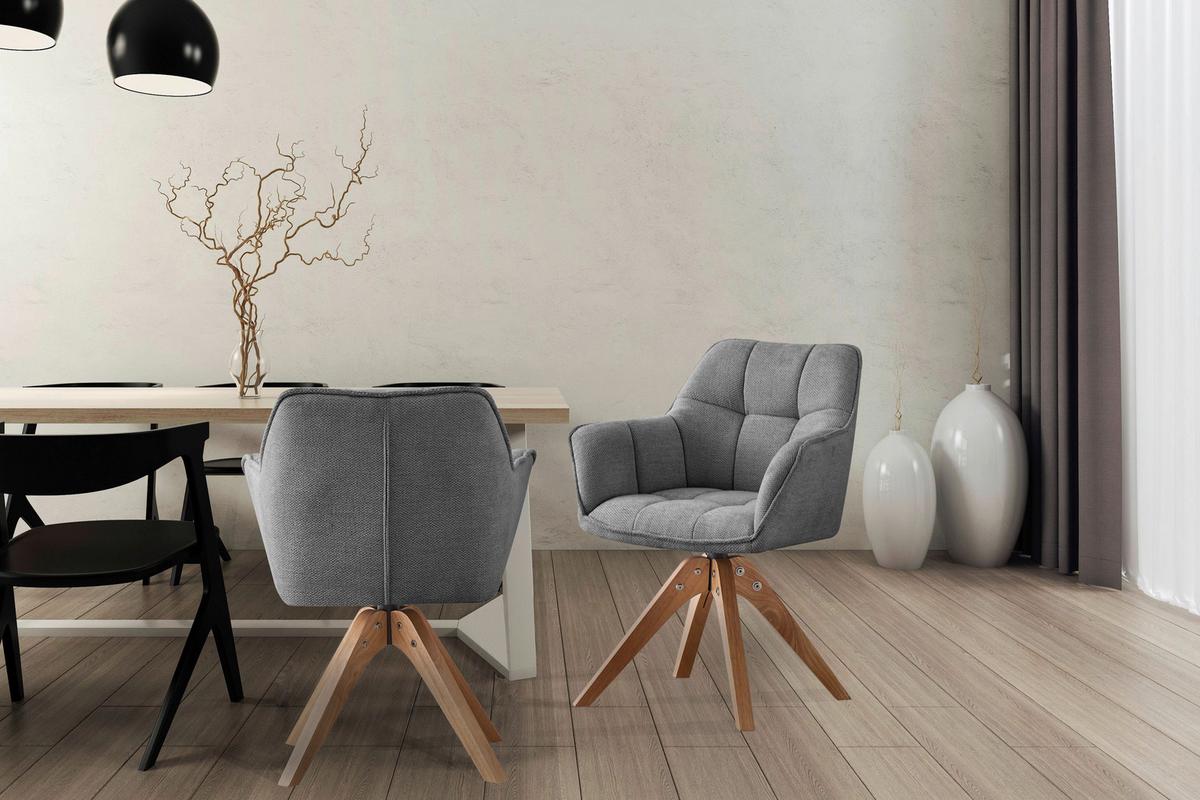 Armlehnstuhl Dian 325 - Hellbraun/Grau, MODERN, Holz/Textil (63/84/61cm) - Kayoom