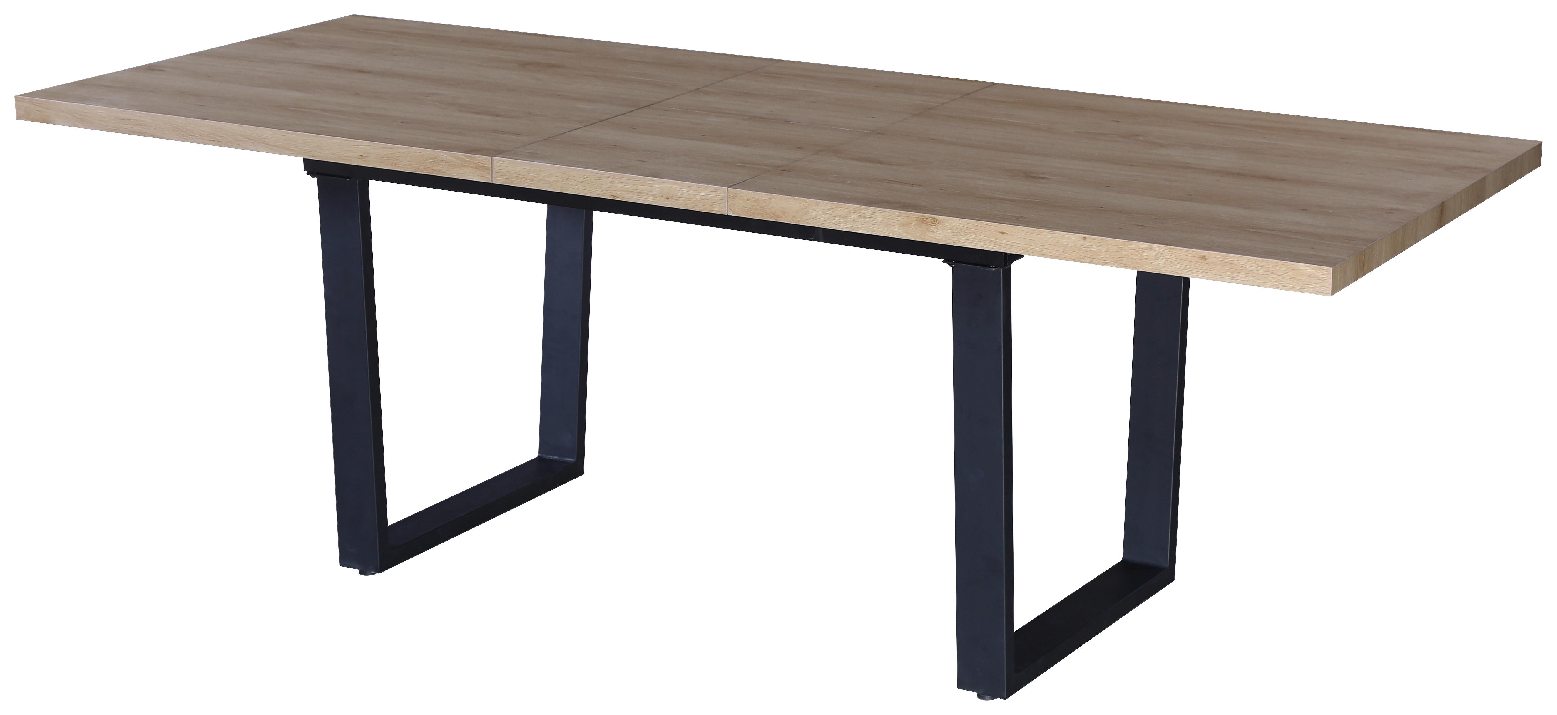 Rozťahovací Stôl Rudi 180 Az - prírodné farby/čierna, Moderný, kov/kompozitné drevo (180 - 220/75/90cm)