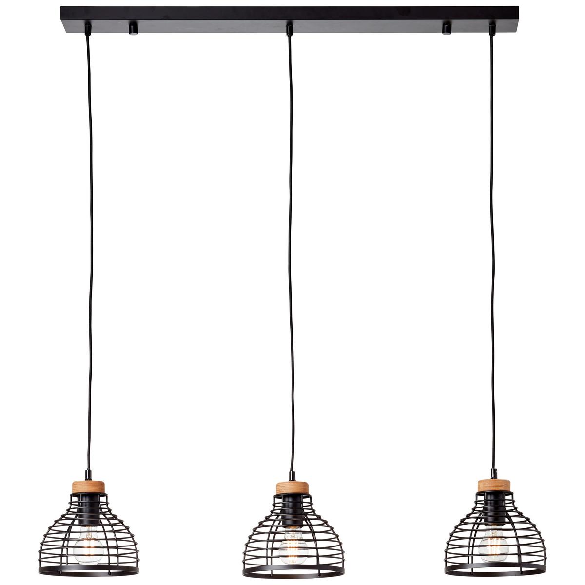Pendelleuchte 99561/76 Avia - Schwarz, Natur, Holz/Metall (100/25/120cm) - Brilliant