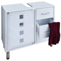 Waschbeckenunterschrank Mit Glastür Darola B: 67 Cm Weiß - Silberfarben/Weiß, KONVENTIONELL, Glas/Holzwerkstoff (67/57,5/29,5cm) - MID.YOU