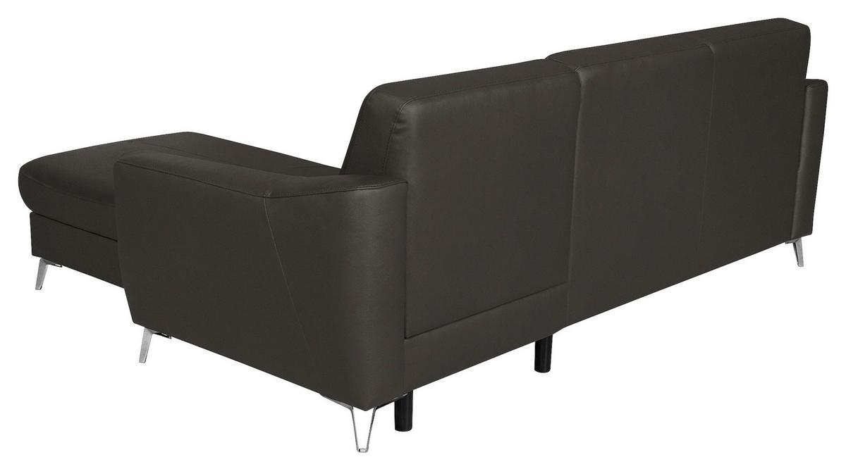 Ecksofa Santos Dunkelbraun S: 241 cm - Chromfarben/Dunkelbraun, Design, Leder/Textil (241/168cm) - Livetastic