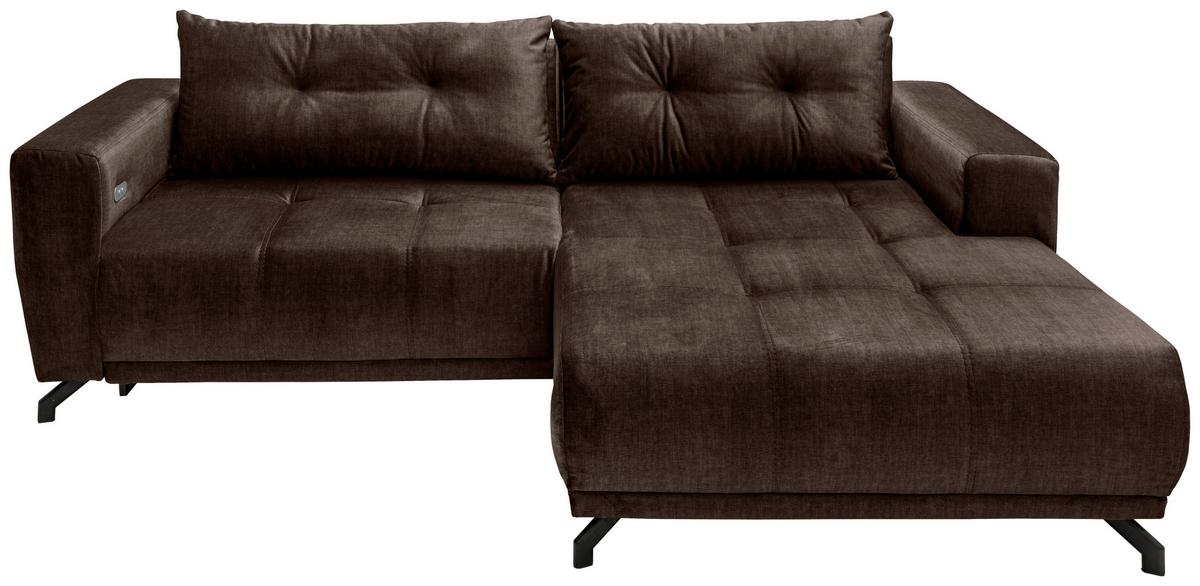 Ecksofa Restato Dunkelbraun S: 246x177 cm - Dunkelbraun/Schwarz, MODERN, Textil (246/177cm) - MID.YOU