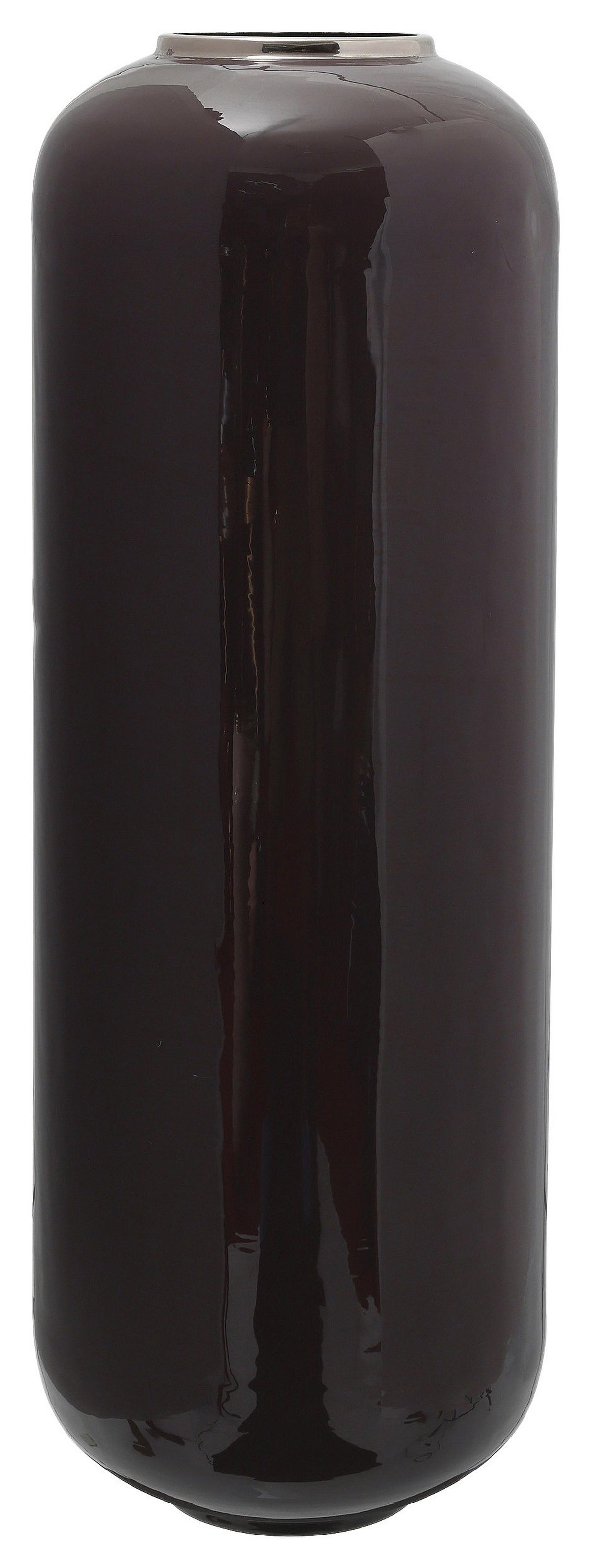 Bodenvase Art Deco Lila Silberfarben, D: 24 cm - Lila/Silberfarben, Trend, Metall (24/69cm) - Kayoom