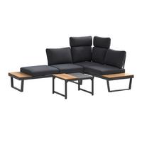 Loungegarnitur Rio - Anthrazit/Schwarz, MODERN, Kunststoff/Textil (226/156cm) - Beldano